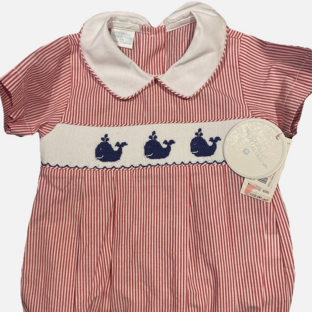 Edgehill Collection Red Striped Baby Romper Boys Size 9M